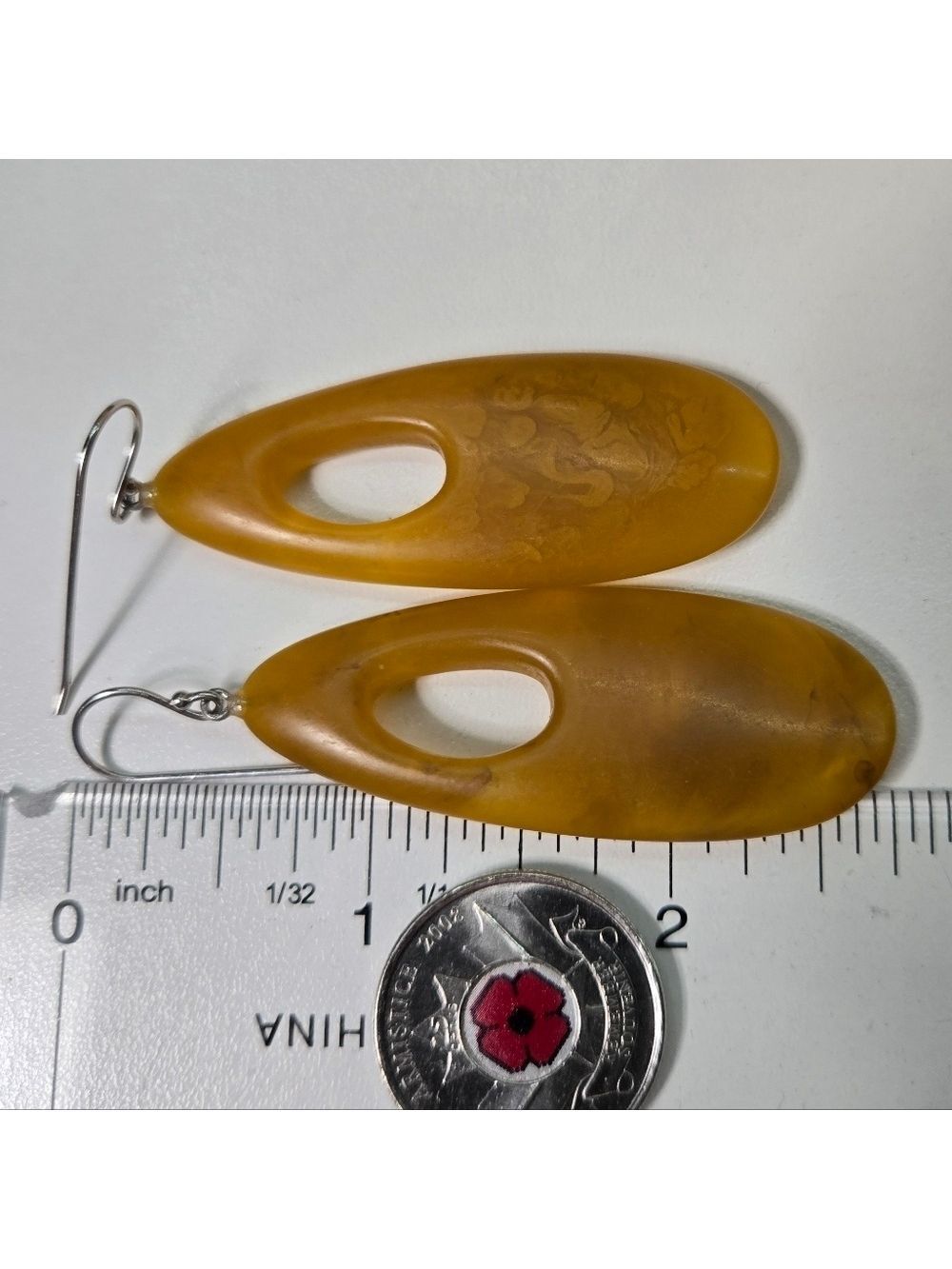 Zsiska Honey Amber & Bronze Resin Sterling Silver 925 Dangle Earrings - Picture 11 of 11